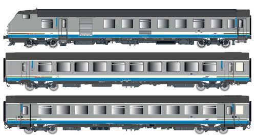 L.S. Models LS41253AC 3er Set Personenwagen VU+VTU SNCF, Ep.V, TER RA, AC